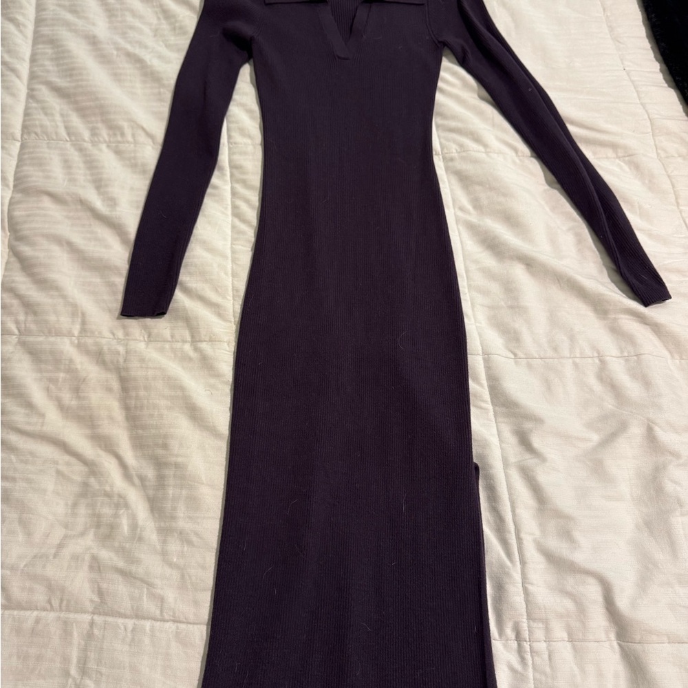 Fashion Nova Deep Purple Long Sleeve Dress